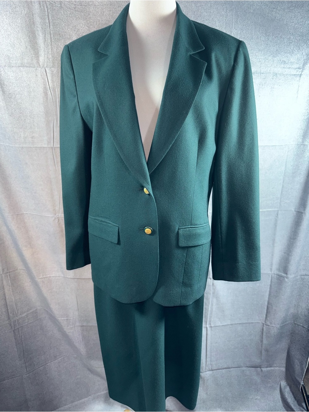 89A-Vintage Pendleton Forest Green Women's Blazer and Skirt Suit